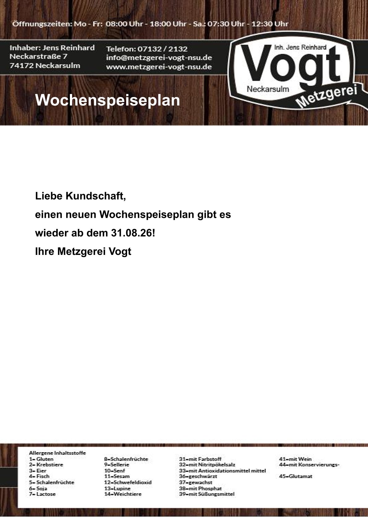 Mittagstisch hinweis